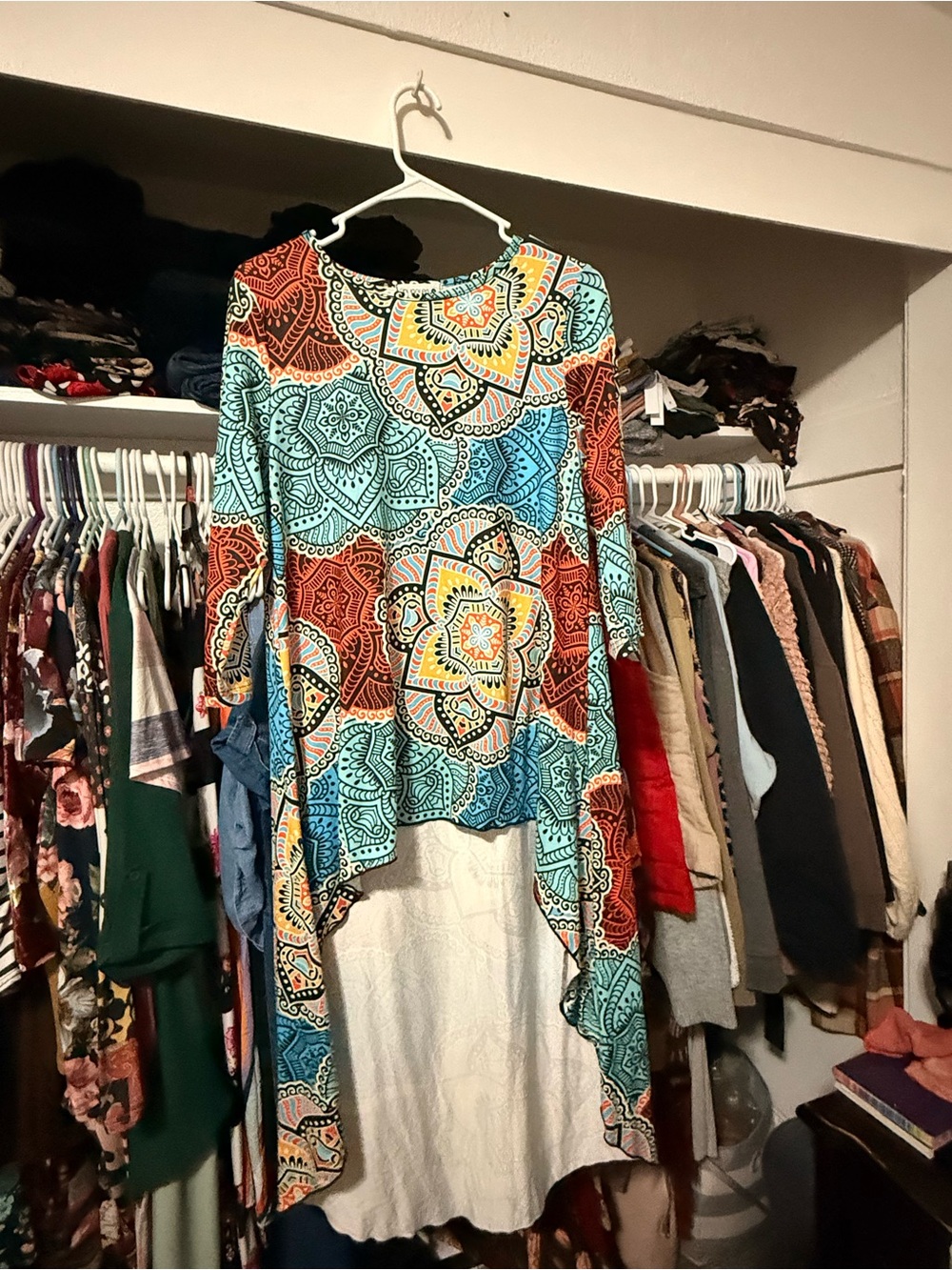 Women’s Multicolor Mandala-Print Asymmetrical Blouse